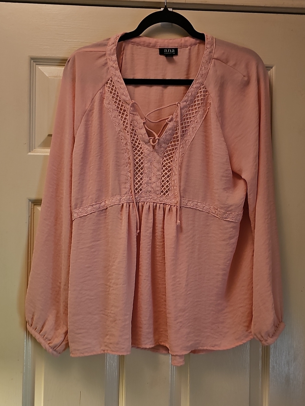 a.n.a Blush Pink Lace-Up Peasant Tunic